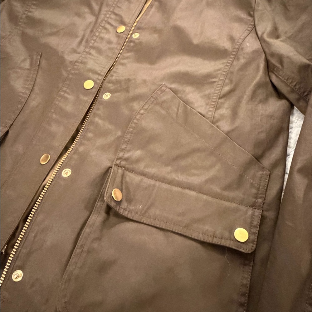 J. Crew Brown Barn Coat with Gold Buttons, Large Tall. Worn only a few times. - Picture 7 of 7